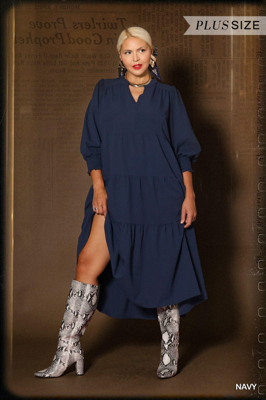 Umgee Textured Tiered Midi Dress