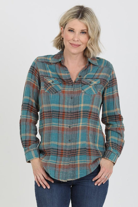 Plaid Flannel w/ Paisley Print Back