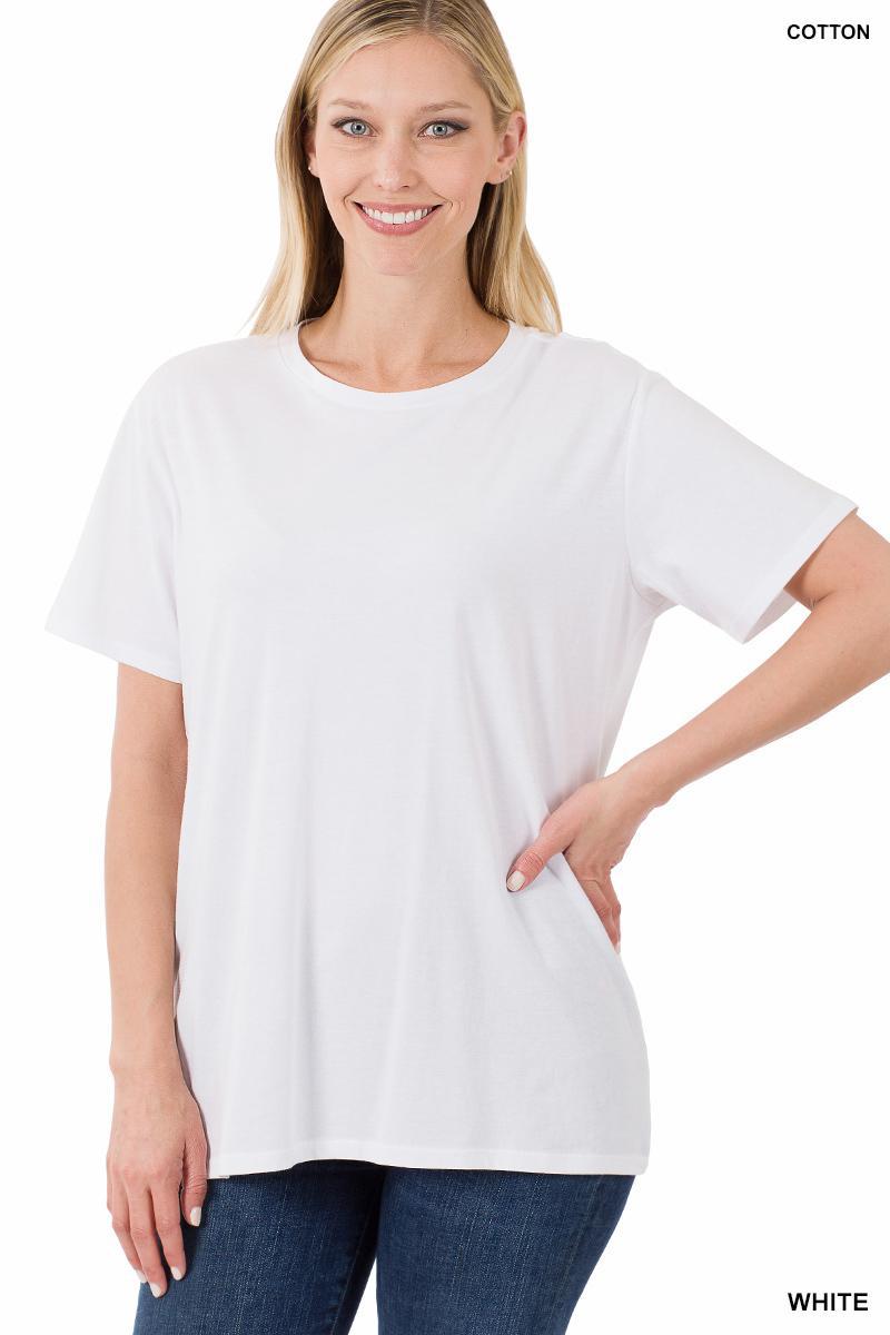 ZENANA CT-3076 Cotton Boyfriend Round Neck Tee