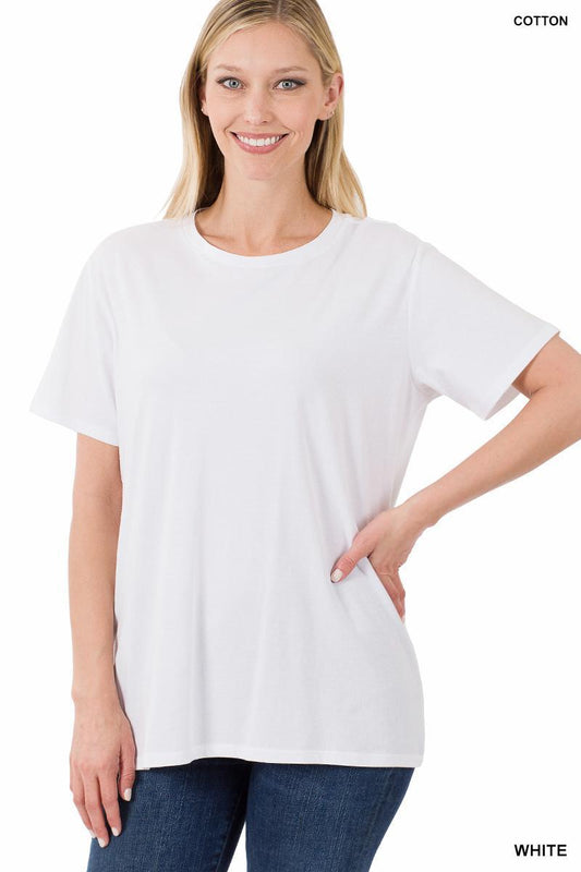 Cotton boyfriend round neck tee