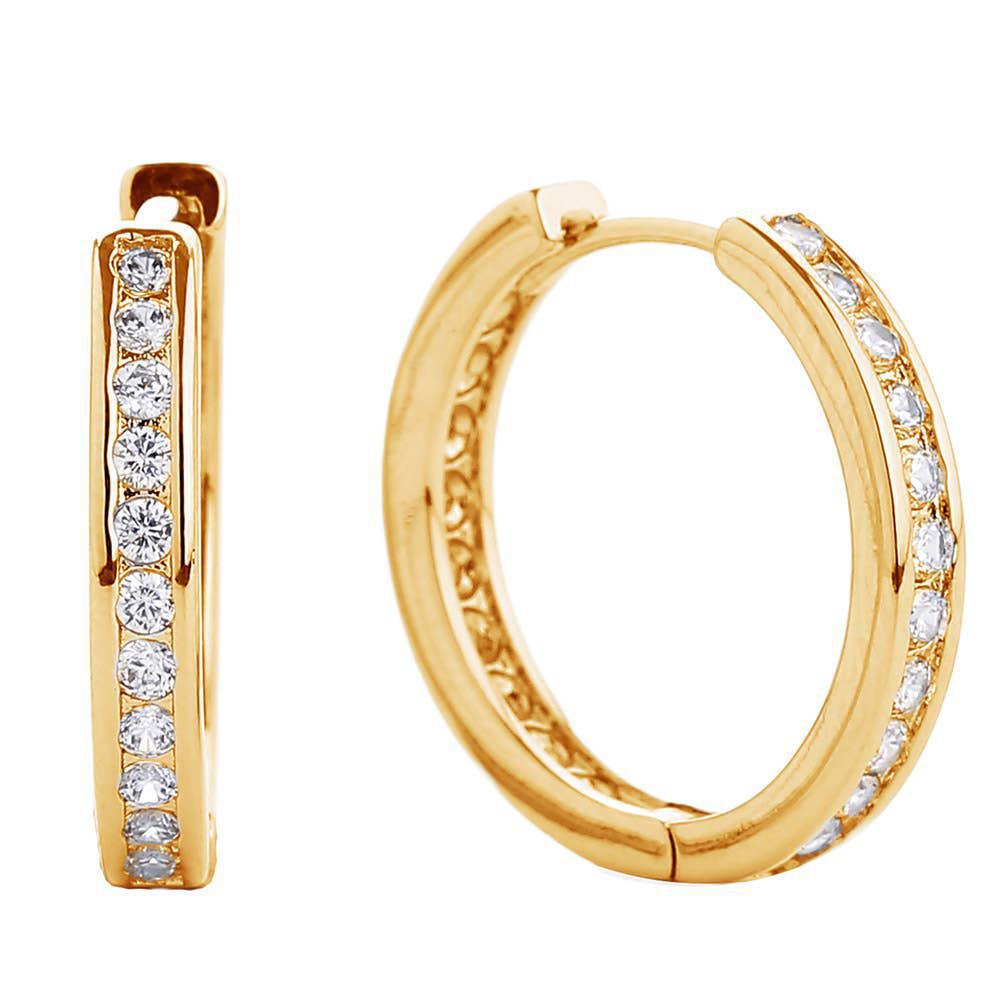 14K Gold Dipped CZ Stone Paved Mini Huggie Hoop Earrings