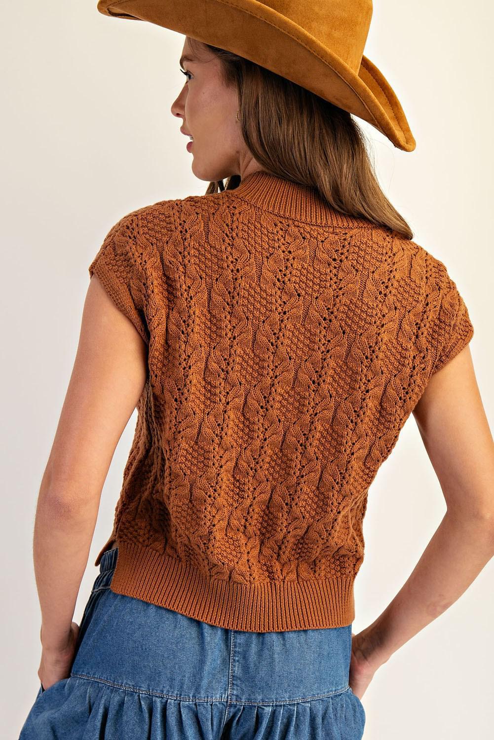 ee:some Cable Knit Mock Neck Sweater