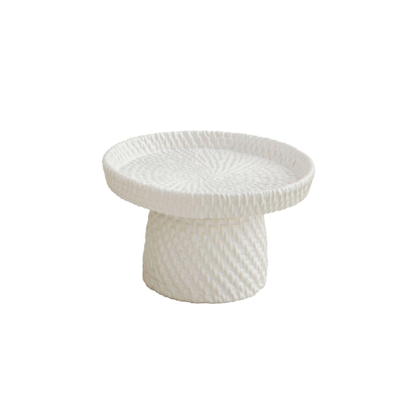 Small Woven Stoneware Pedestal Server