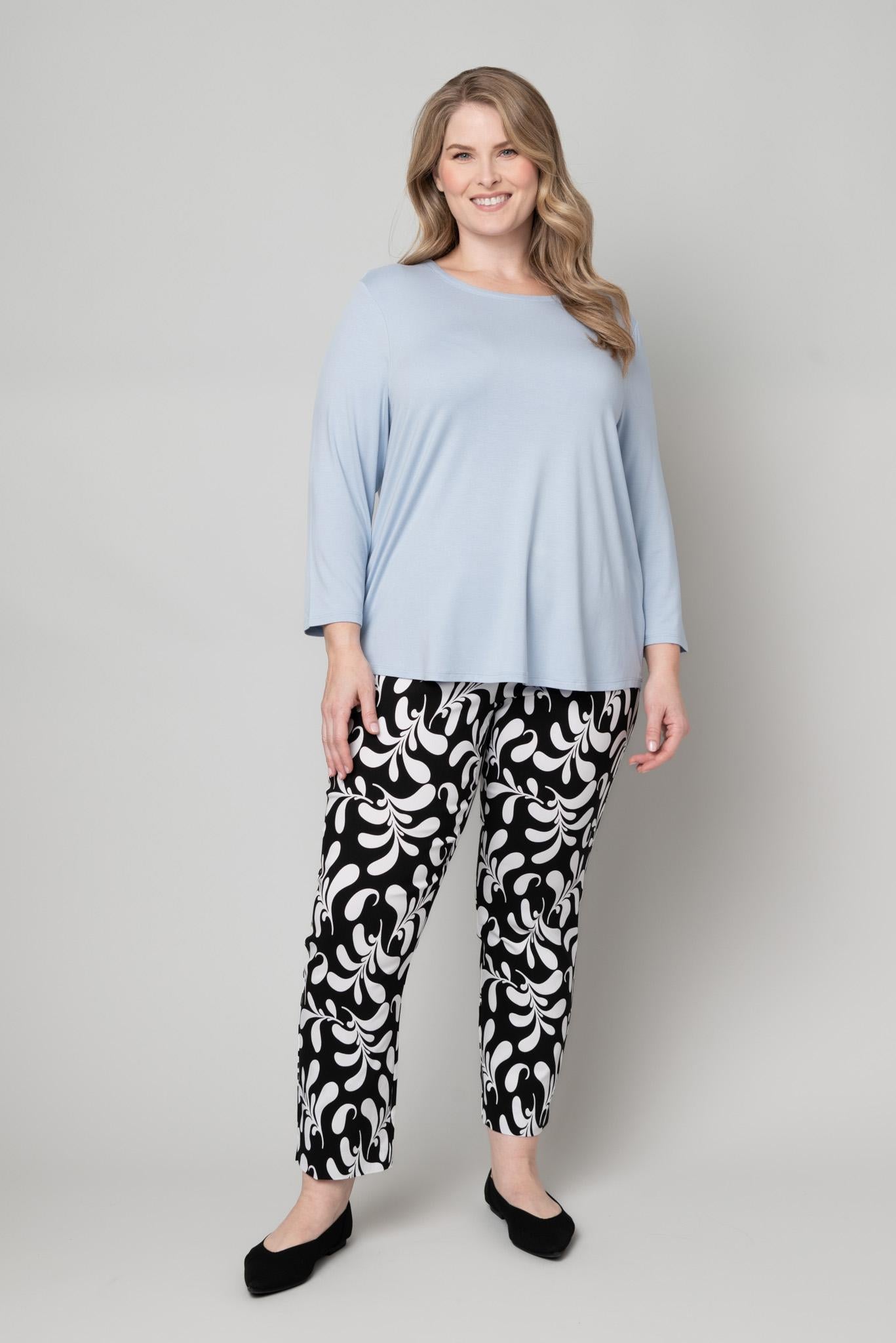 Juliana Crepe 3/4 Sleeve Hi-Lo Tee