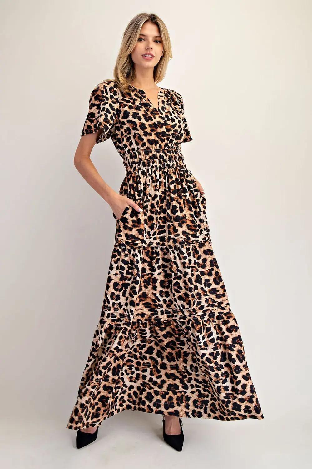 EE:SOME Leopard printed Elastic Waist Maxi Dress