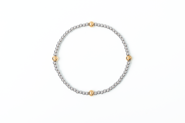 Meralora 3 & 5mm Mixed Metal Stretch Bracelet