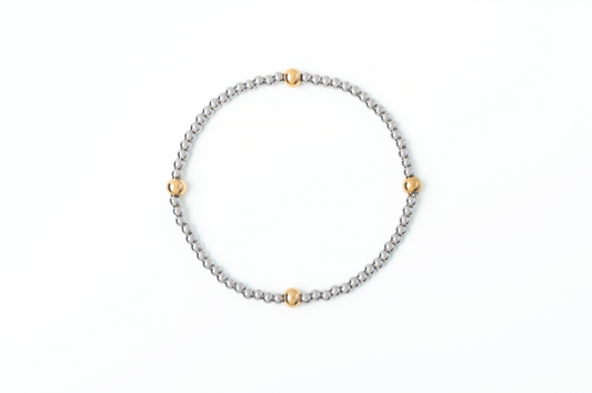 Meralora 3 & 5mm Mixed Metal Stretch Bracelet