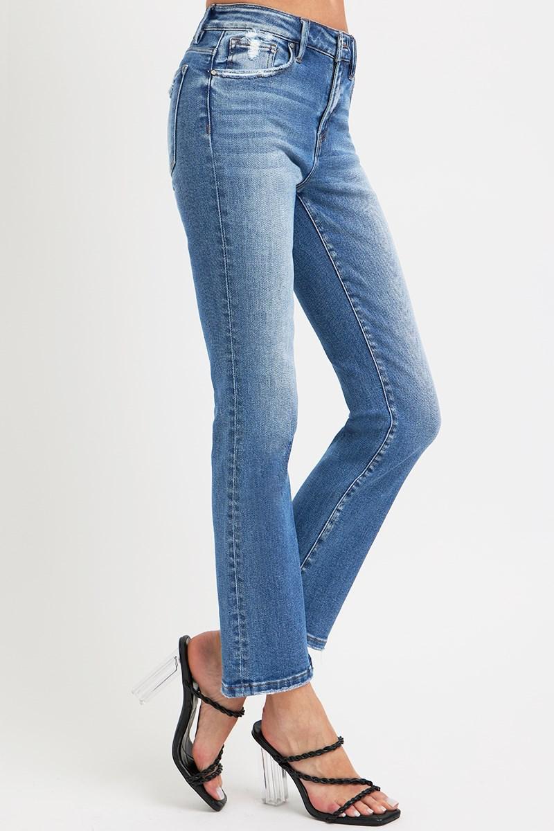 Mid Rise Ankle Straight Jeans