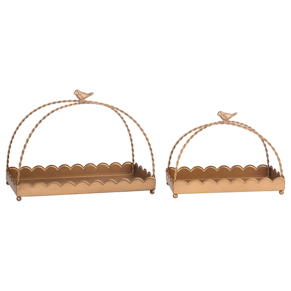 Antique Gold Scallop Tray with Bird Handle