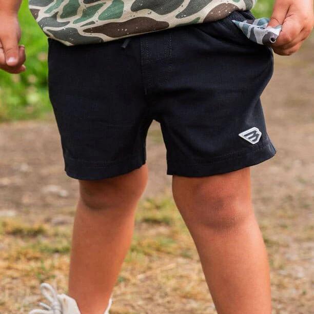 Burlebo -Youth Athletic Short - Heather Black - Retro Duck Camo Liner