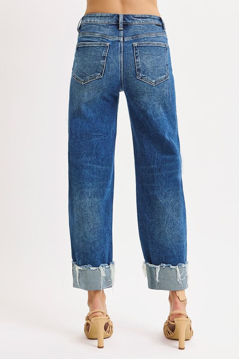 RISEN HIGH RISE CROP BOYFRIEND CUFFFED JEANS