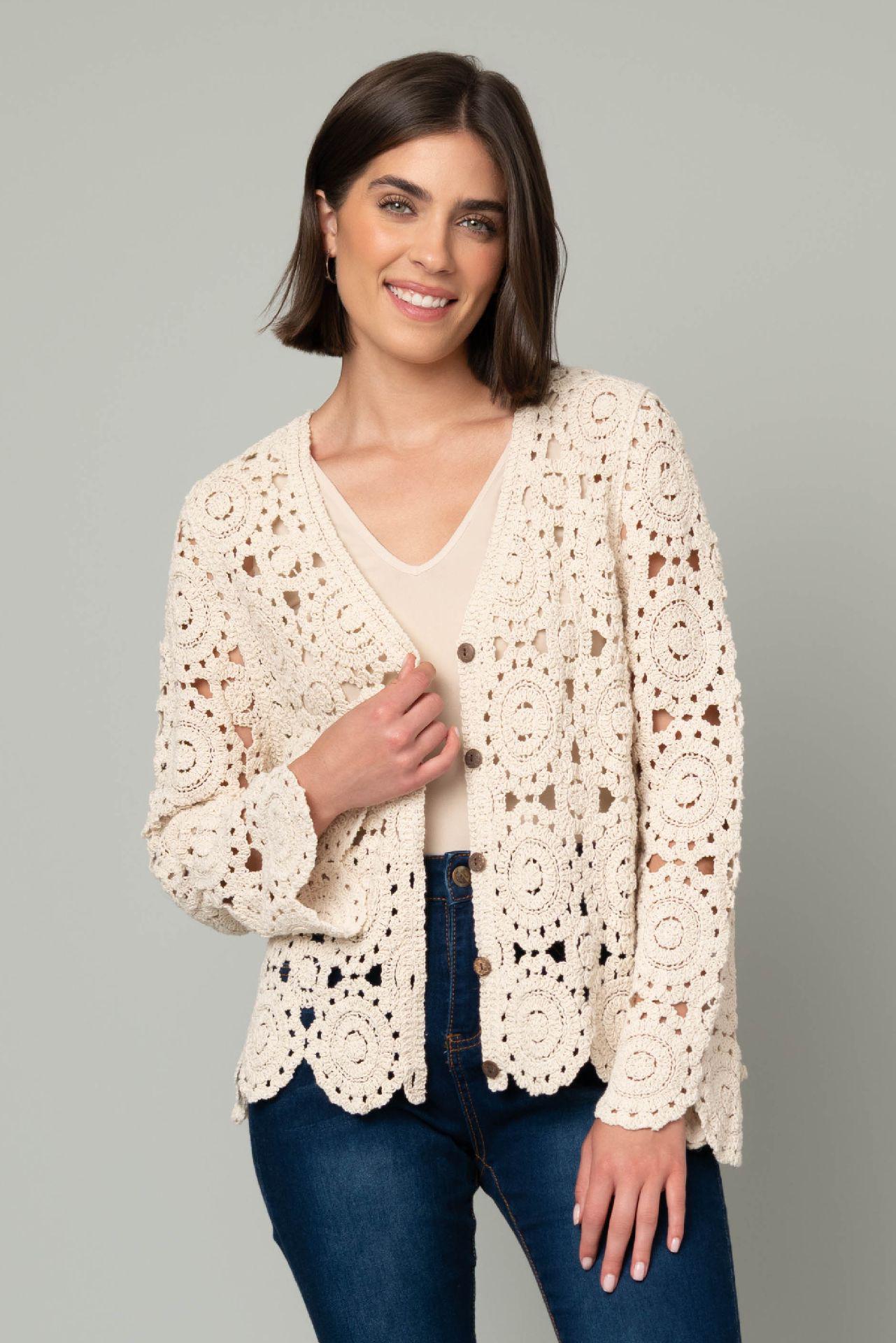 Crochet Button Front Cardigan