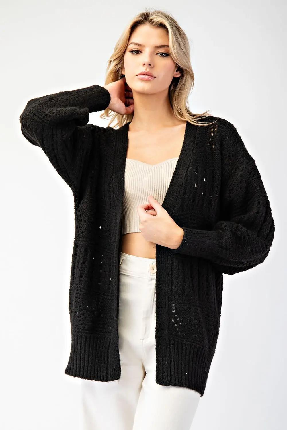 EE:SOME LONG WAIST CROCHET CARDIGAN