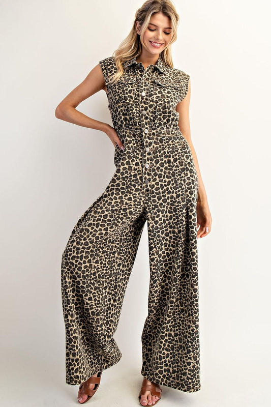 Leopard Sleeveless Jumpsuit BK14042