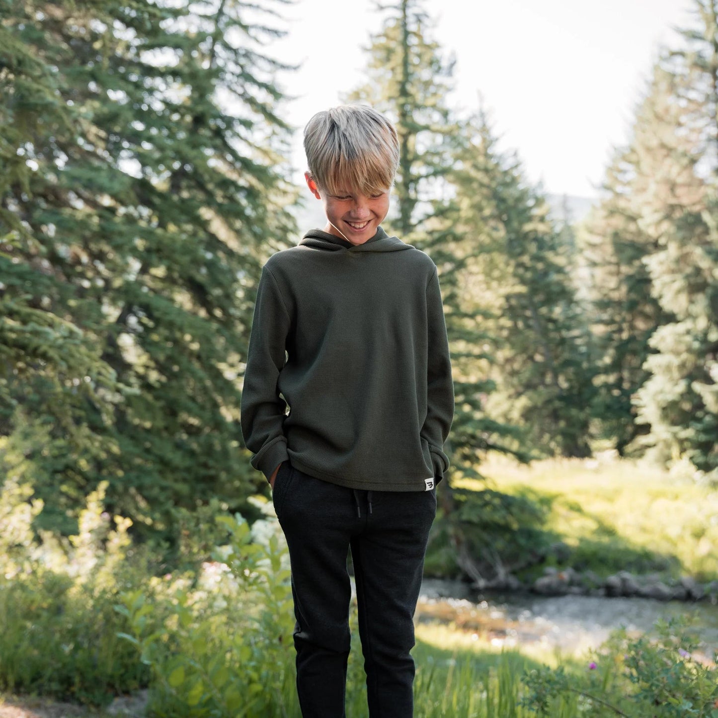 BURLEBO Youth - Thermal Hoodie - Mallard Green