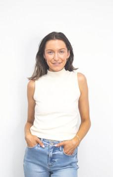 Sleeveless Ribbed Turtleneck, Ivory