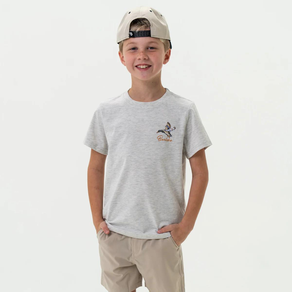 BURLEBO Youth Tee - Pintail Triangle Duck - Heather Ash Grey