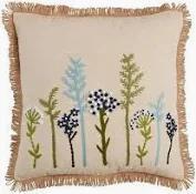 Mud Pie Square Floral Emlbroidered Pillow
