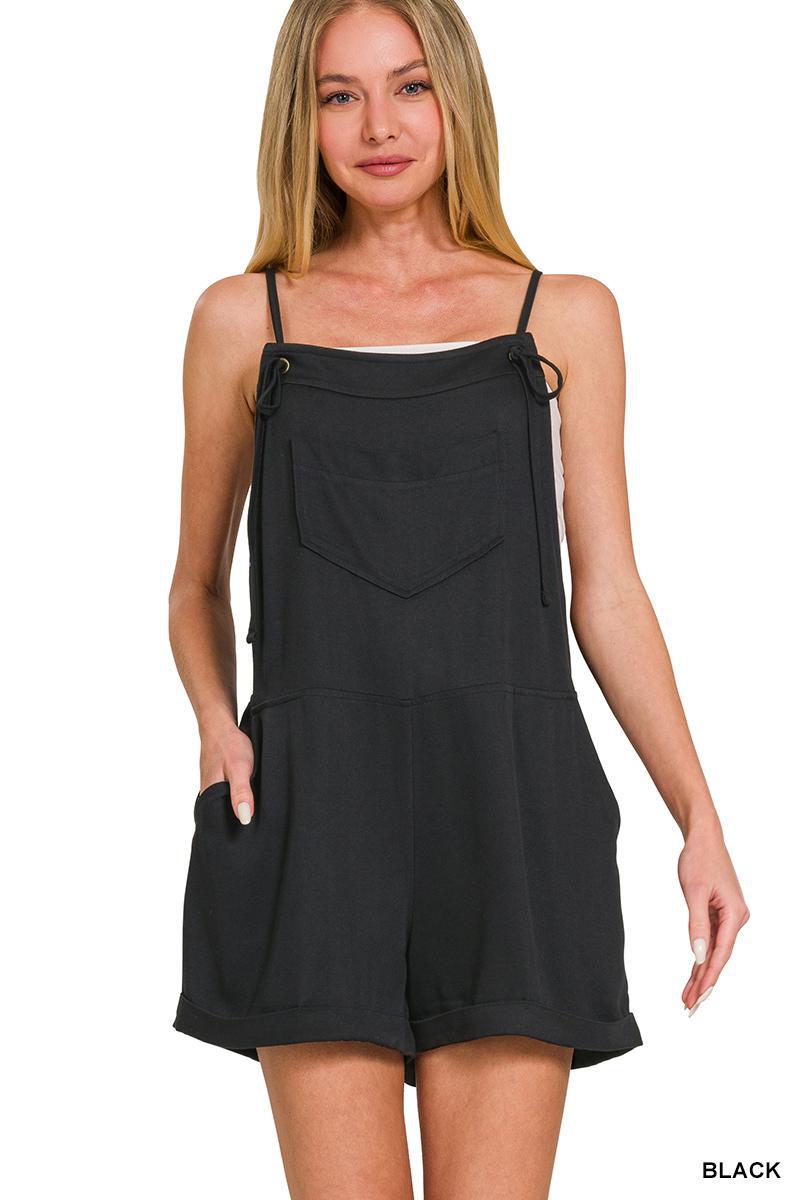 ZENANA DP-1449Y RAYON WOVEN ROMPER WITH TIE KNOT STRAP
