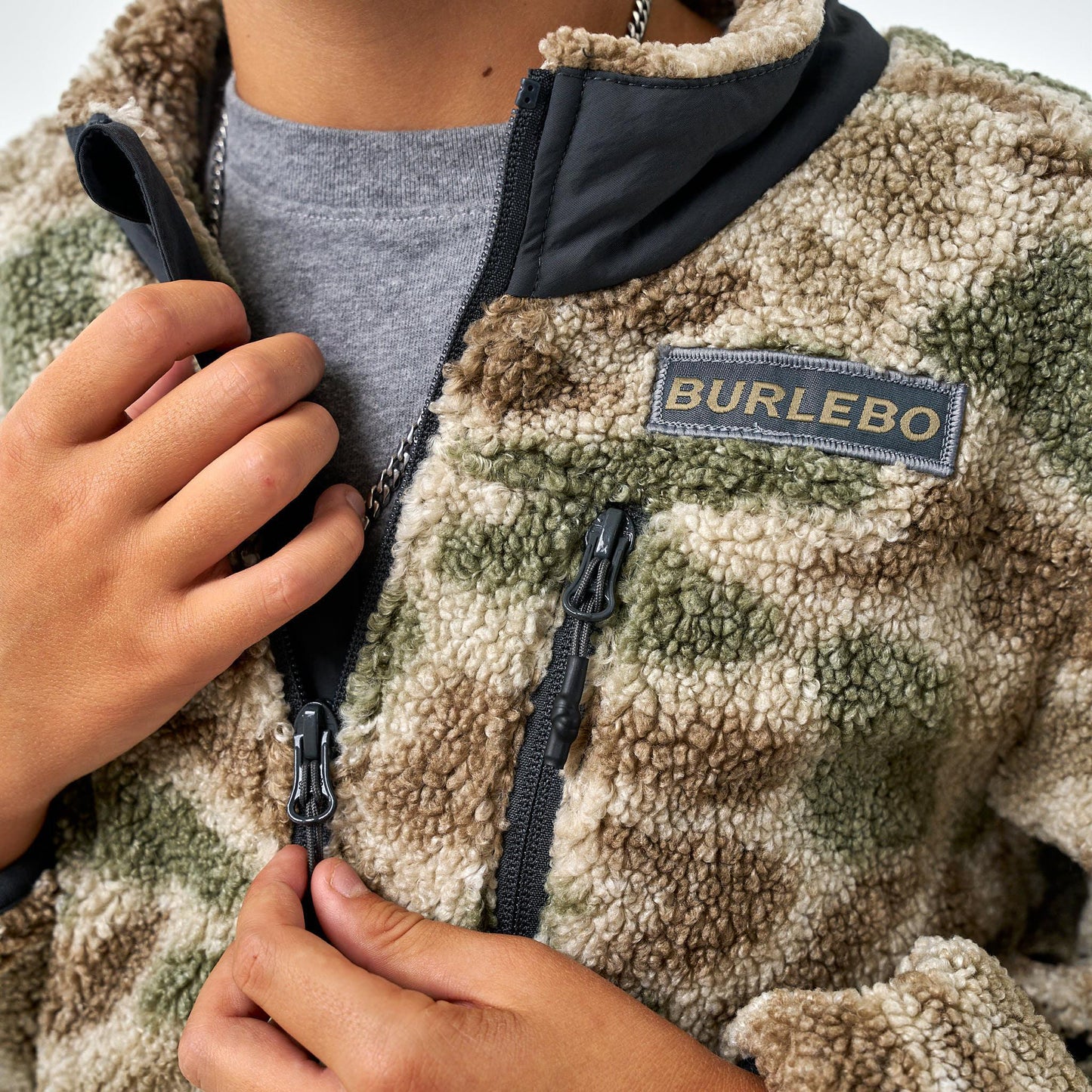 BURLEBO Youth - Sherpa - Full Zip Jacket - Alpine Camo
