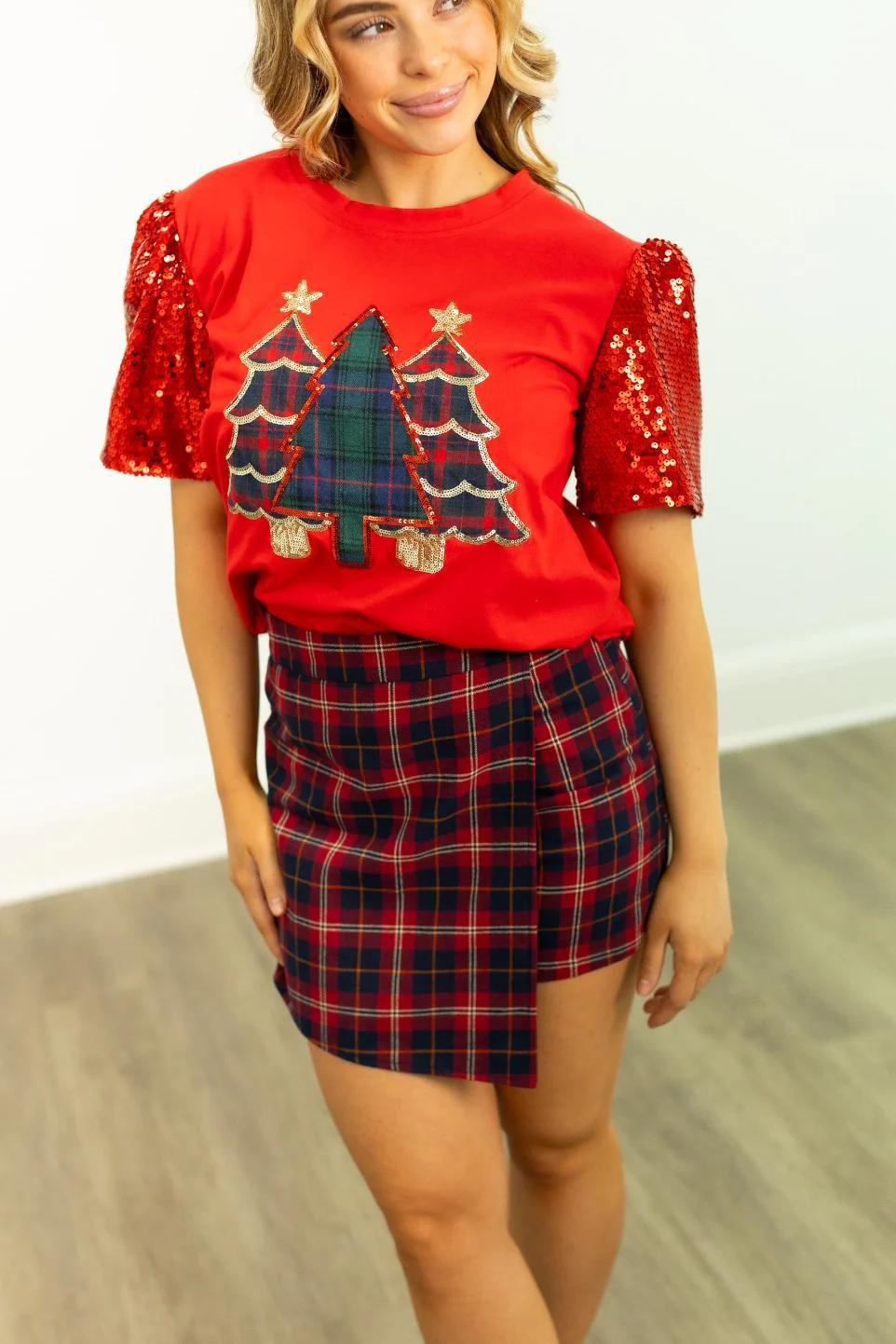 G & E Festive Forest Red Top