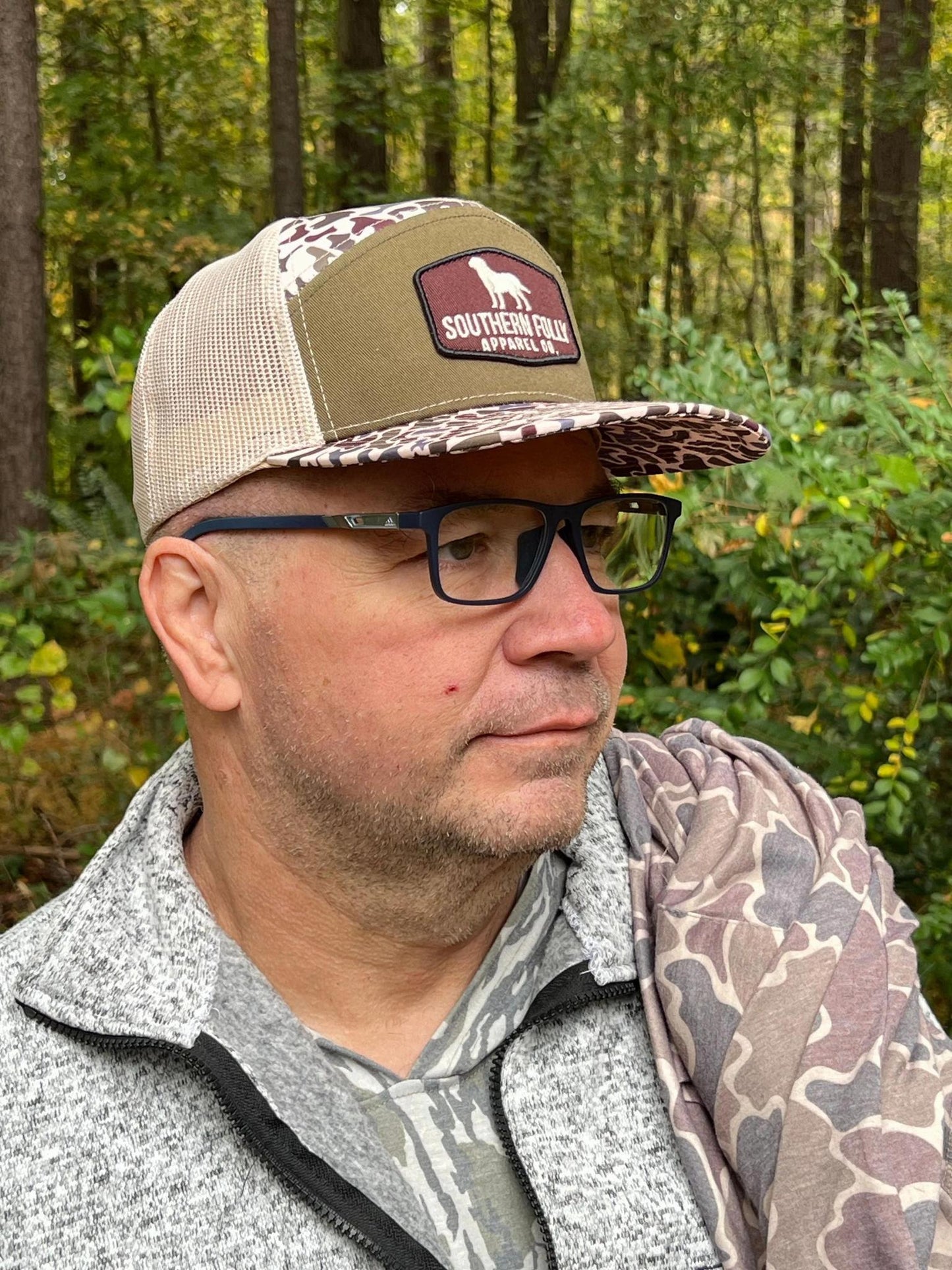 Southern Folly Duck Camo 7 Panel Patch Hat