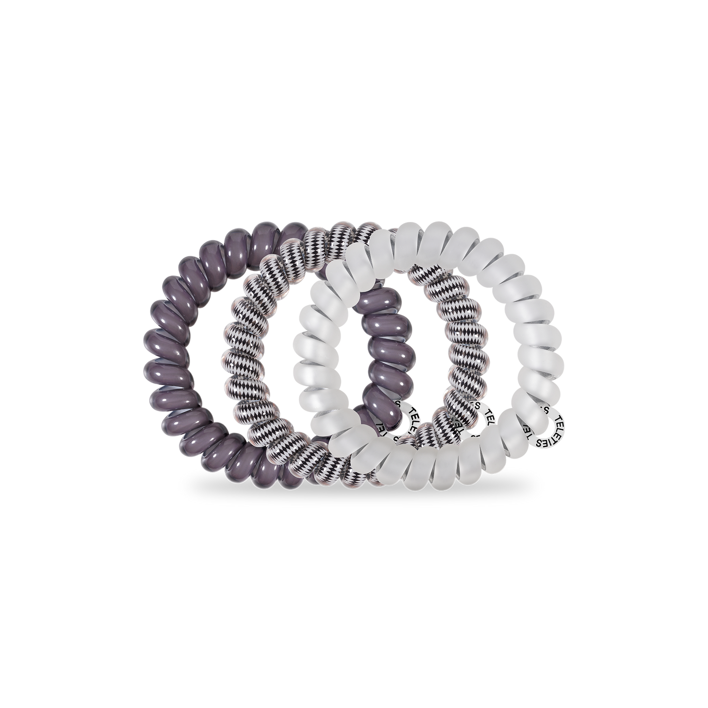 TELETIES Spiral Hair Coils | Large | Silver Flames Hair Ties