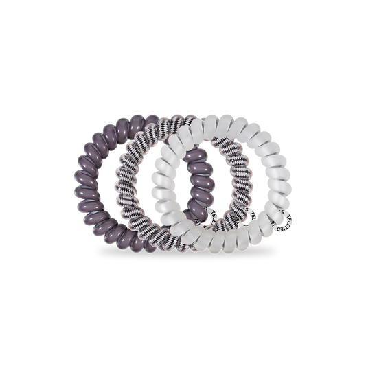 TELETIES Spiral Hair Coils | Large | Silver Flames Hair Ties