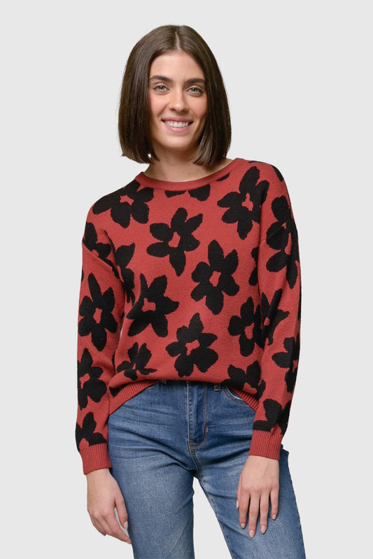 Flower Crew Neck Sweater