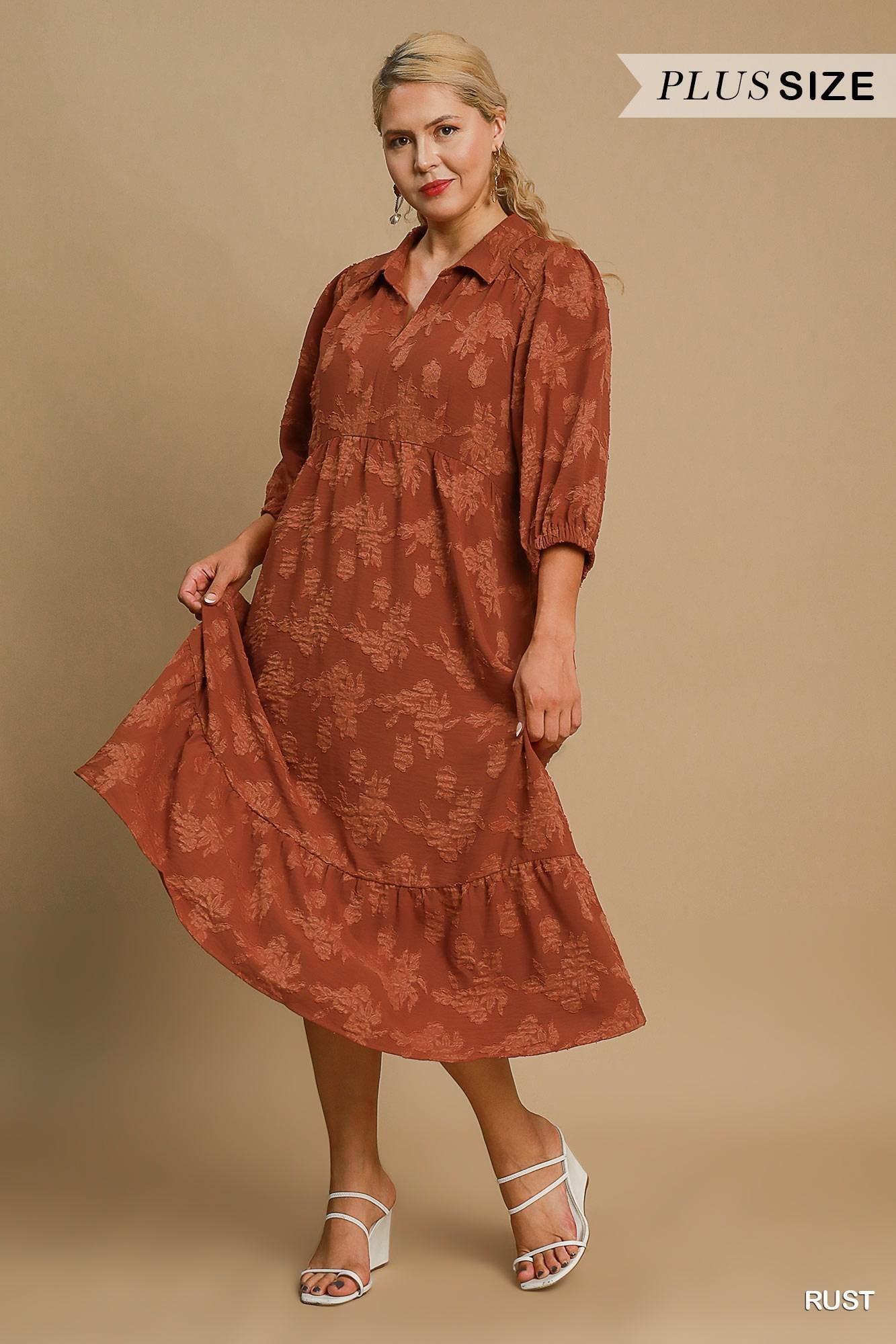 UMGEE Floral Burnout Midi Dress