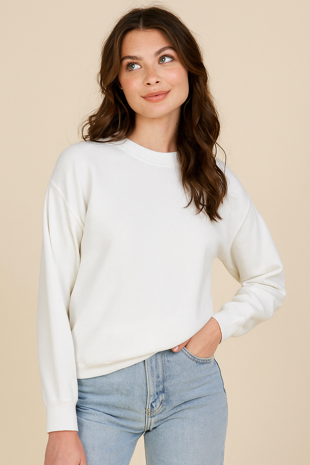 Drop Shoulder Crew Neck Sweater