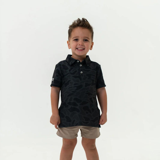 Burlebo Youth Black Camo Polo