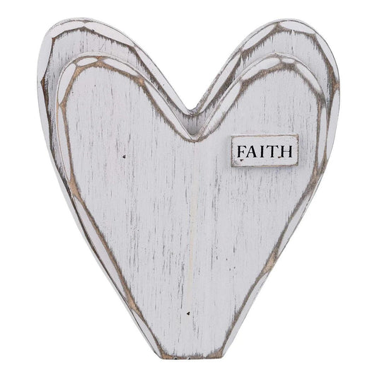 Faith White Wooden Heart