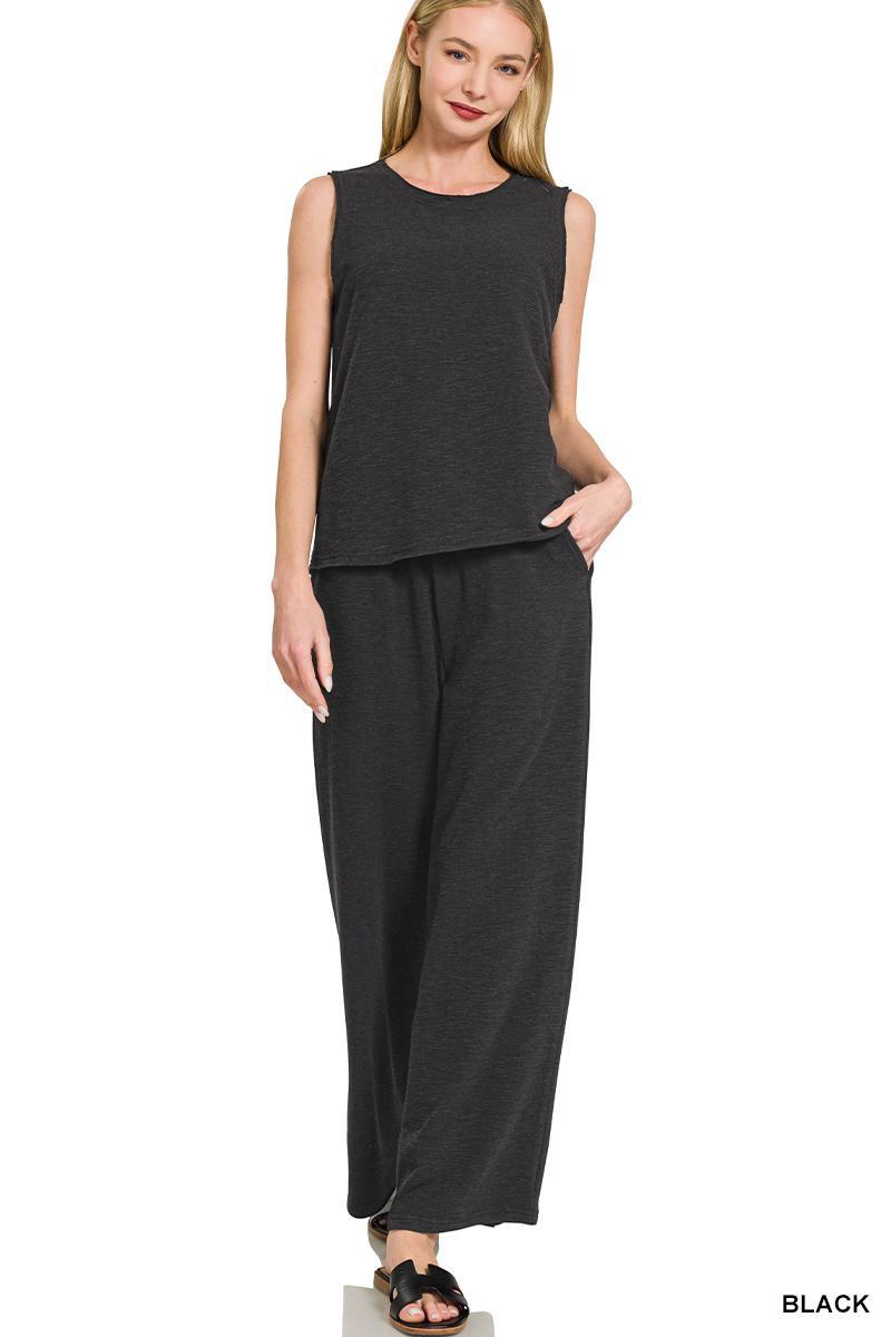 Zenana CTCP-2529 Cotton Slub Tank & Pants Set