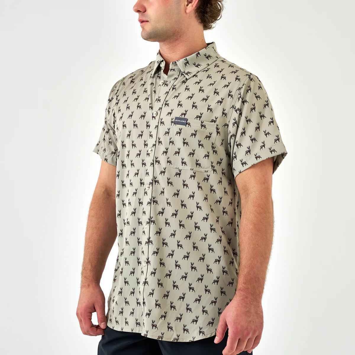 BURLEBO - Performance Button Up - Whitetail Deer - Green
