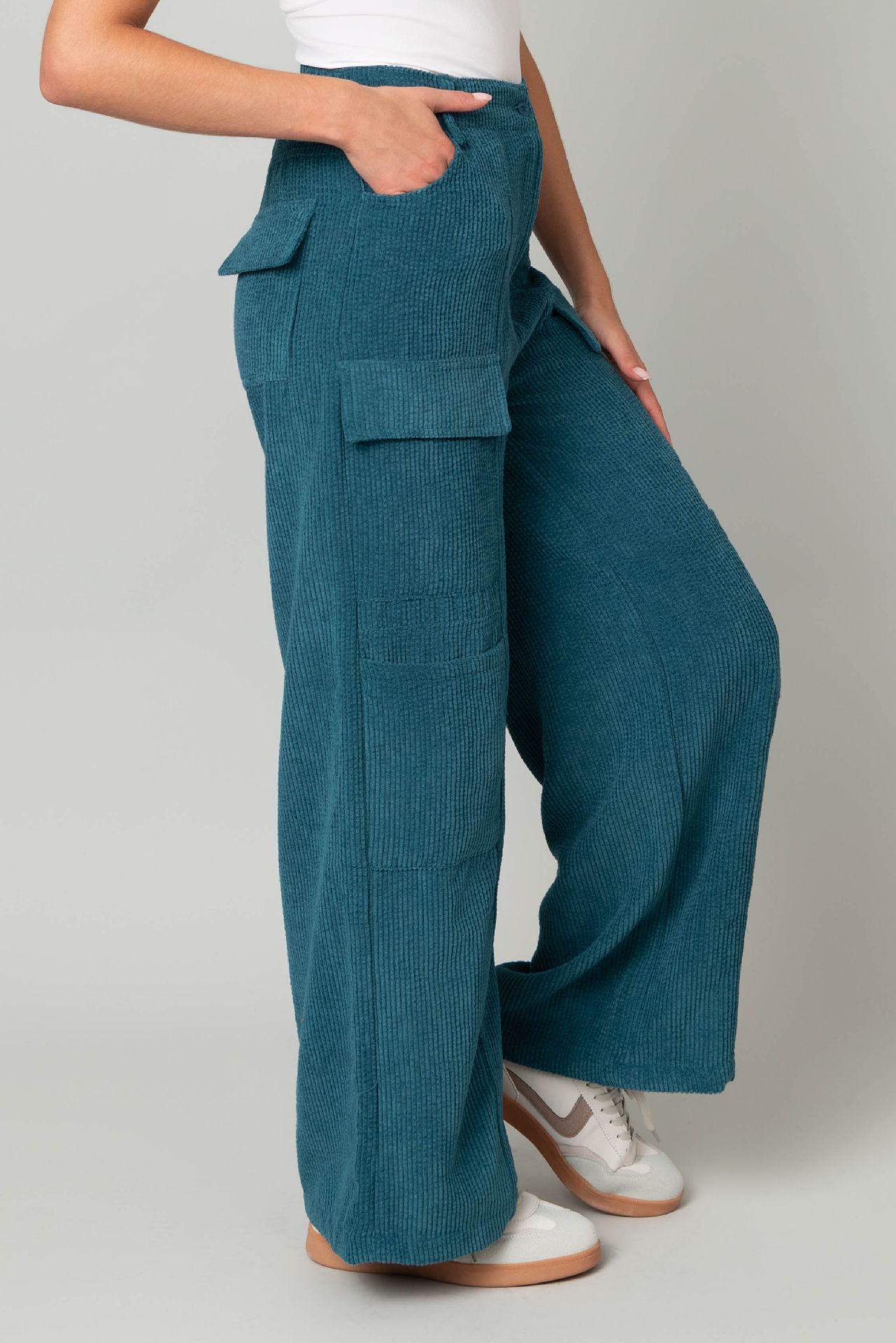 Corduroy Wide Leg Pant w/ Elastic Back Waistband
