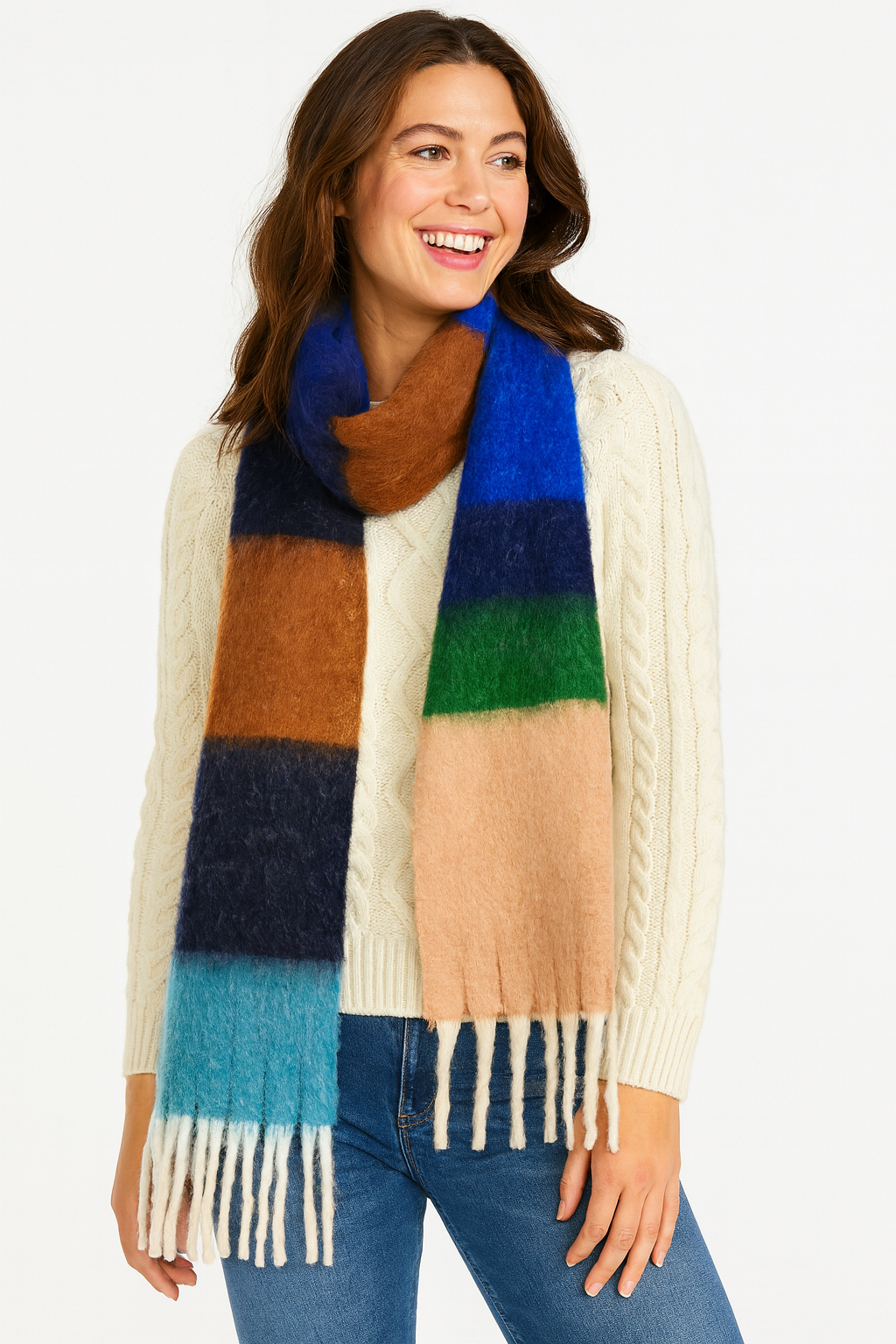 Colorblock Fringe Scarf