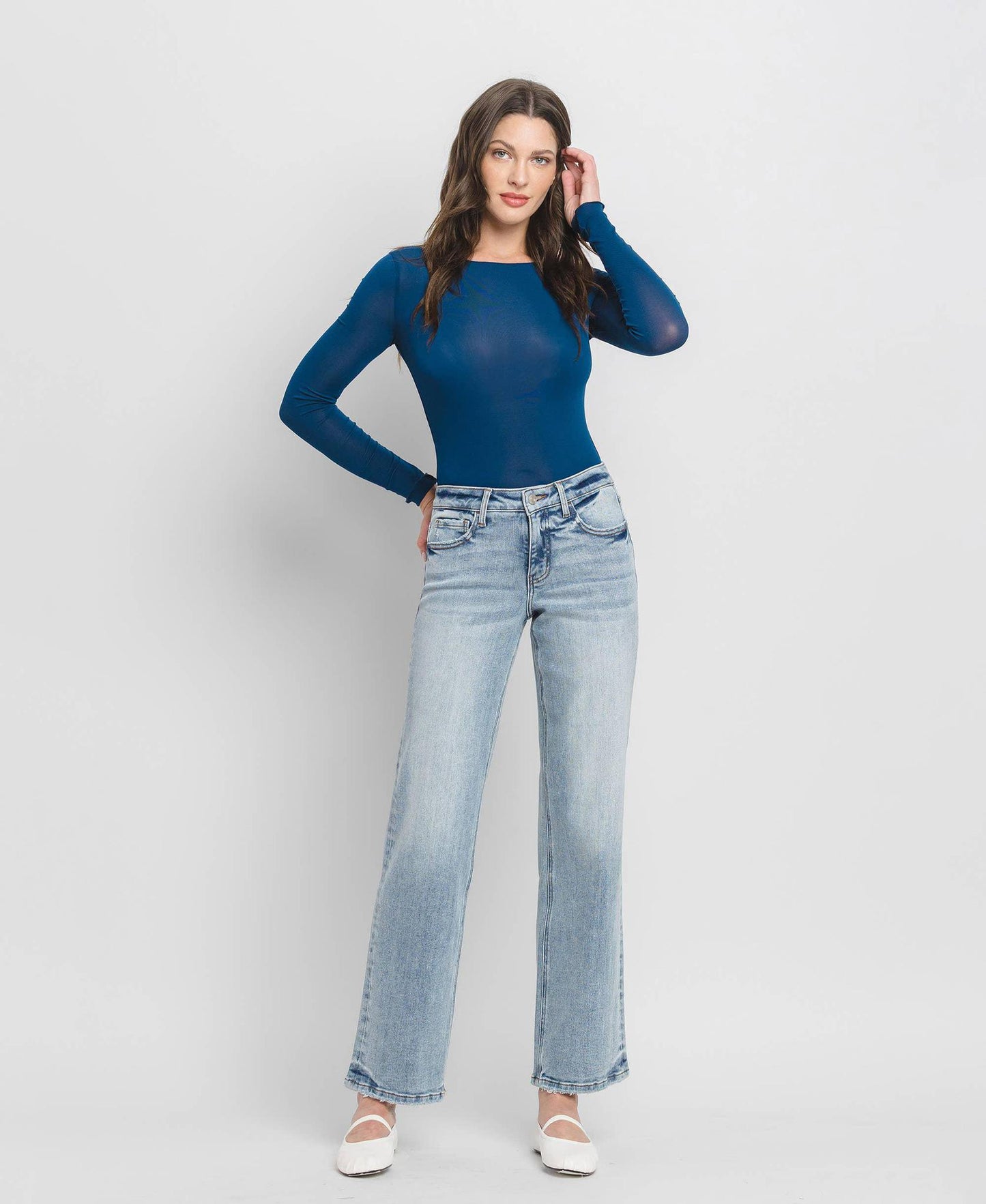 Vervet TUMMY CONTROL MID RISE SLIM WIDE JEANS LV1358