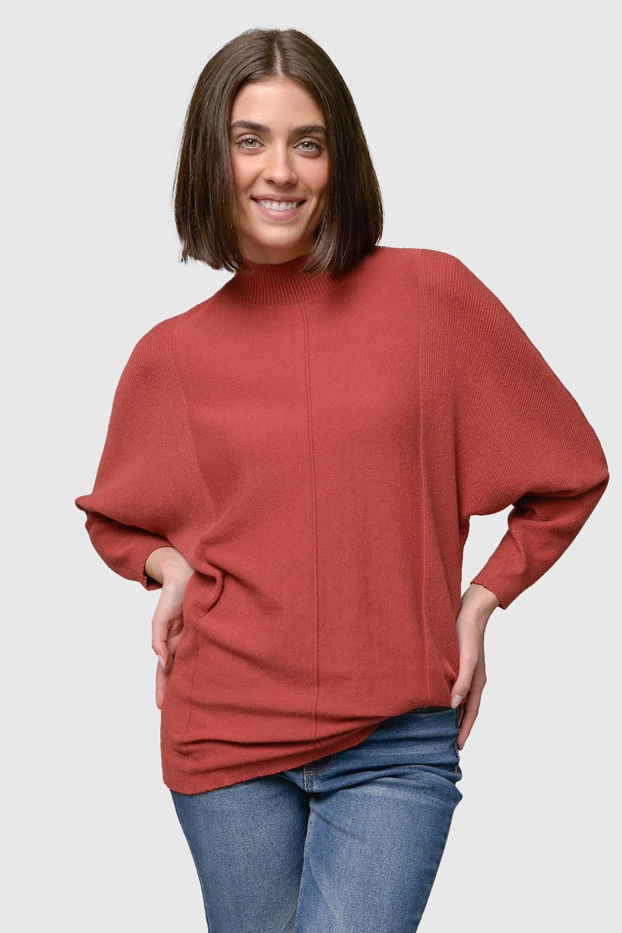 HEATHERED MOCK NECK SWEATER