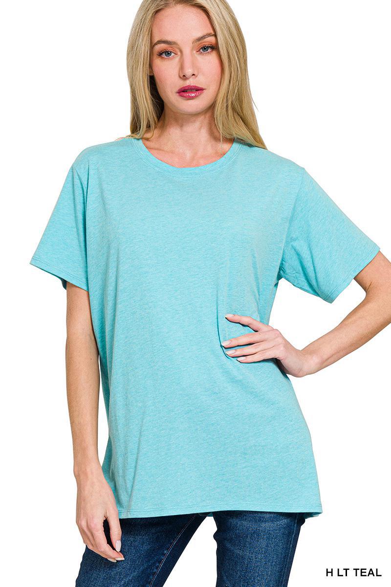 ZENANA CT-3076 Cotton Boyfriend Round Neck Tee