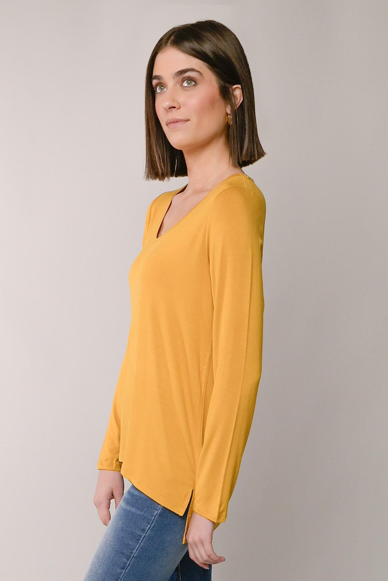 L/S V-Neck Hi-lo Top