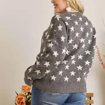 PLUS SIZE STAR SWEATER TOP CESW2417AX