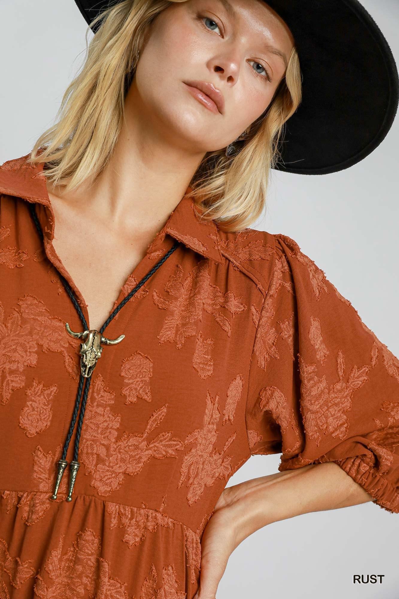 UMGEE Floral Burnout Midi Dress