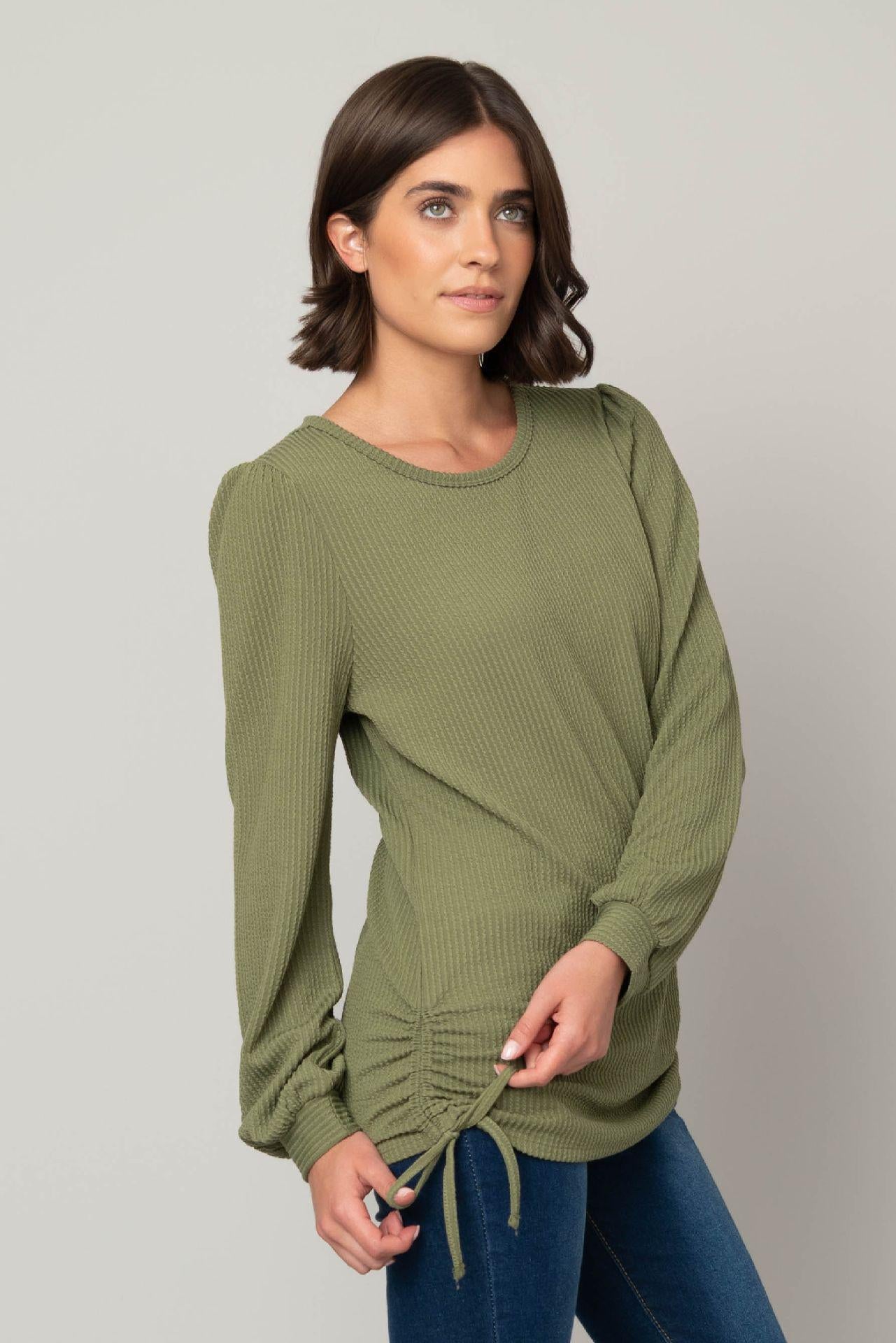 Baby Cable Balloon Sleeve Top w/ Cinching
