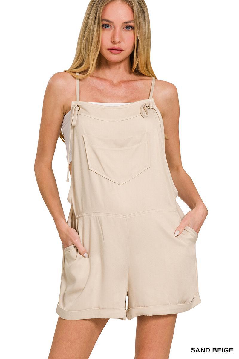 ZENANA DP-1449Y RAYON WOVEN ROMPER WITH TIE KNOT STRAP