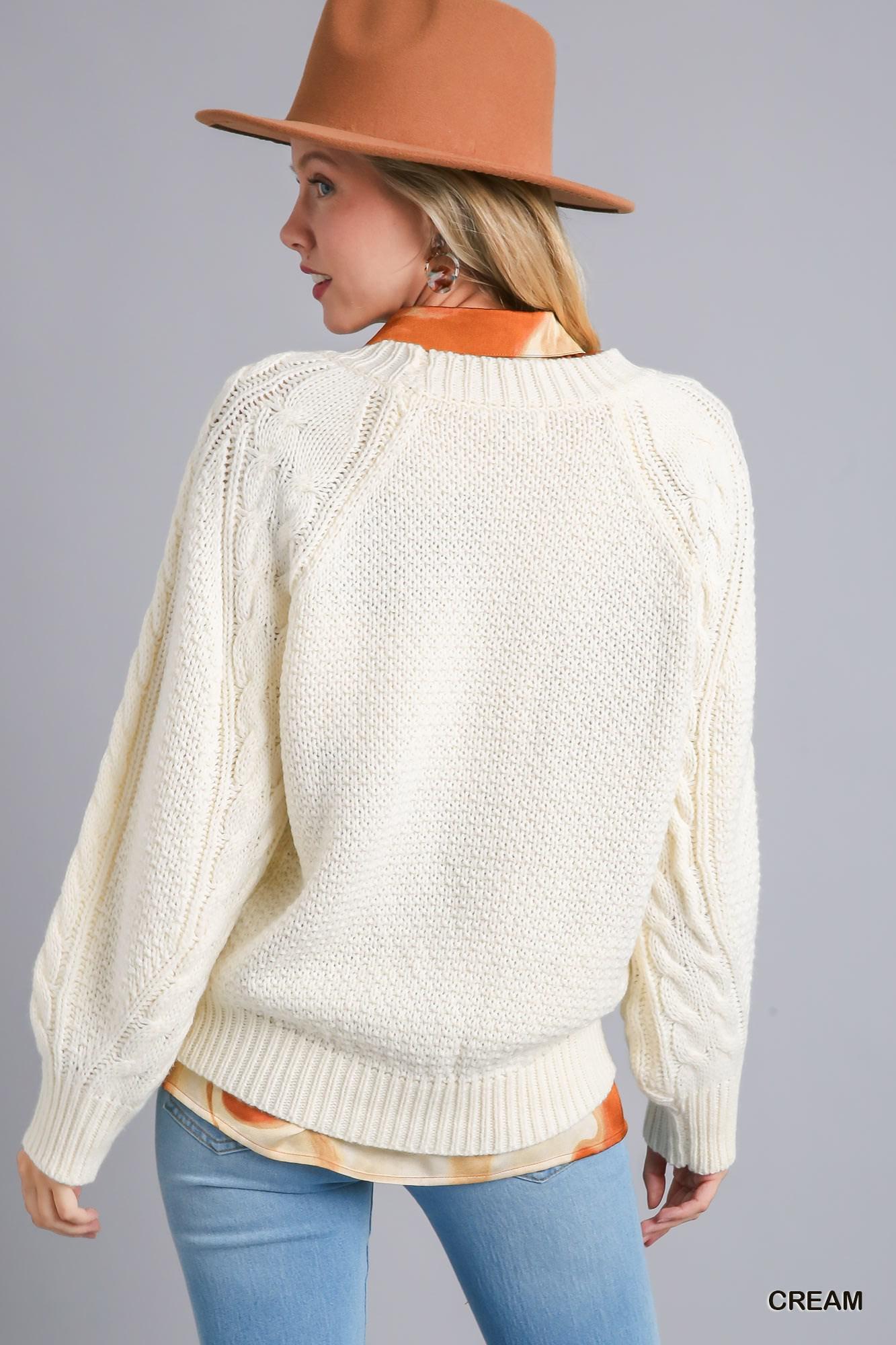 Chenille Cable Knit Pullover Sweater