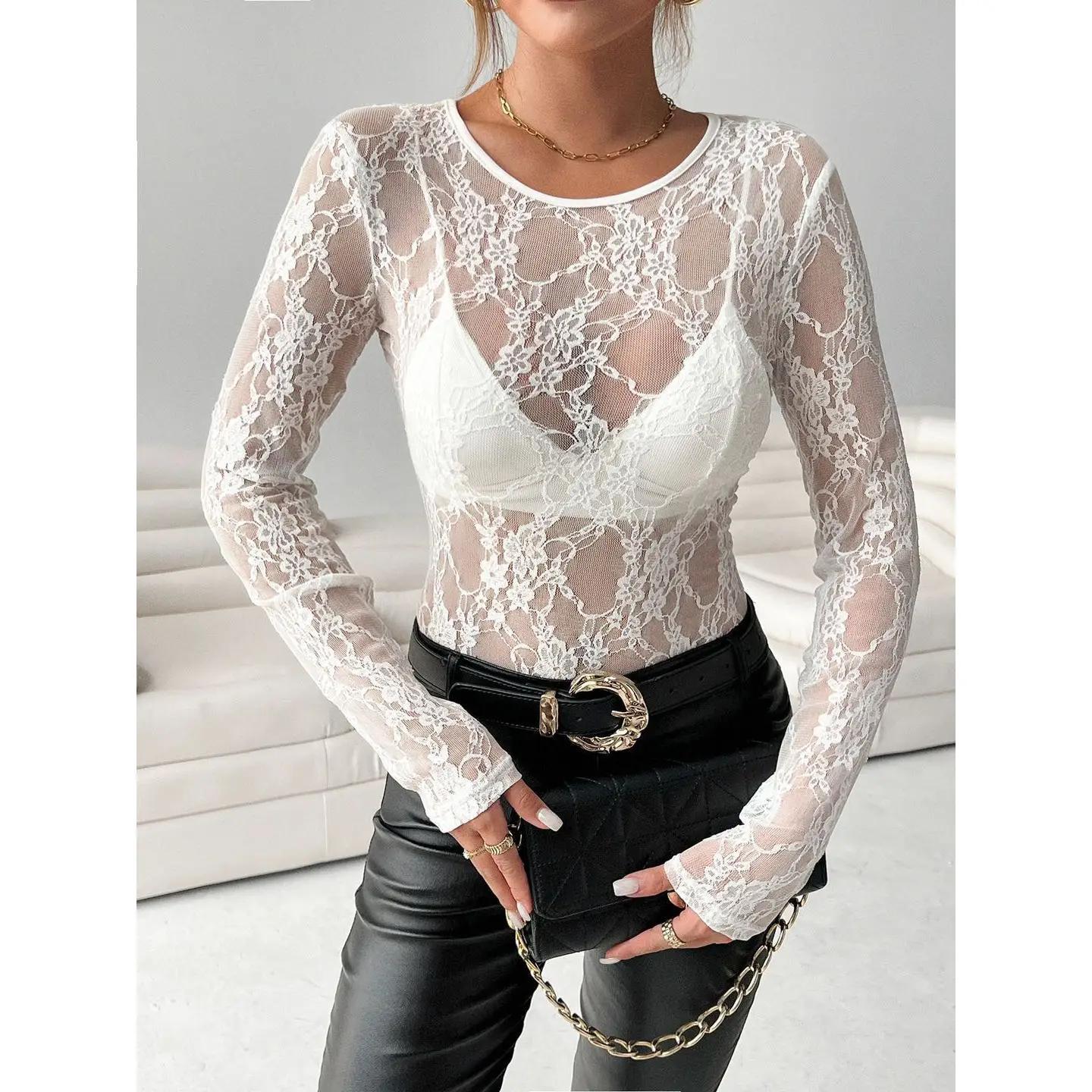 Floral Lace Mesh Long Sleeve