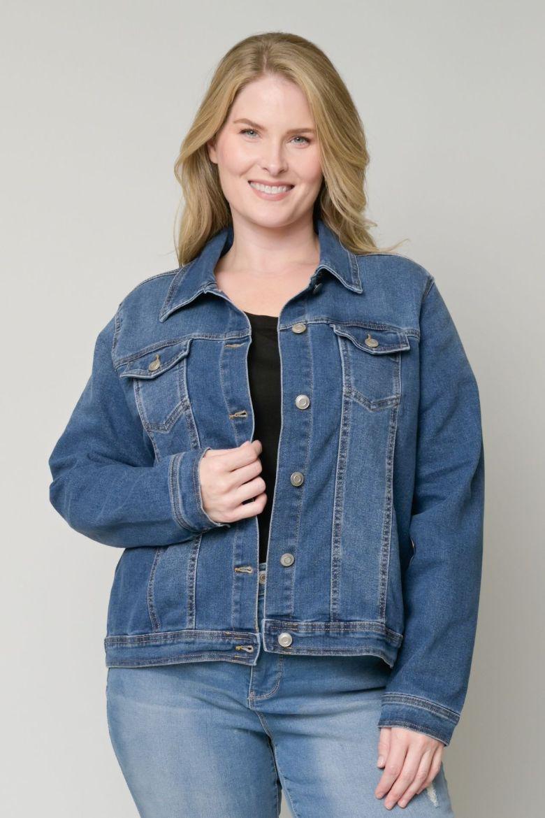 Baccini - Medium Wash Trucker Denim Jacket - Curvy
