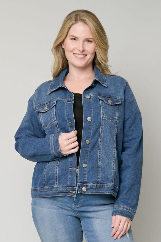 Baccini - Medium Wash Trucker Denim Jacket - Curvy
