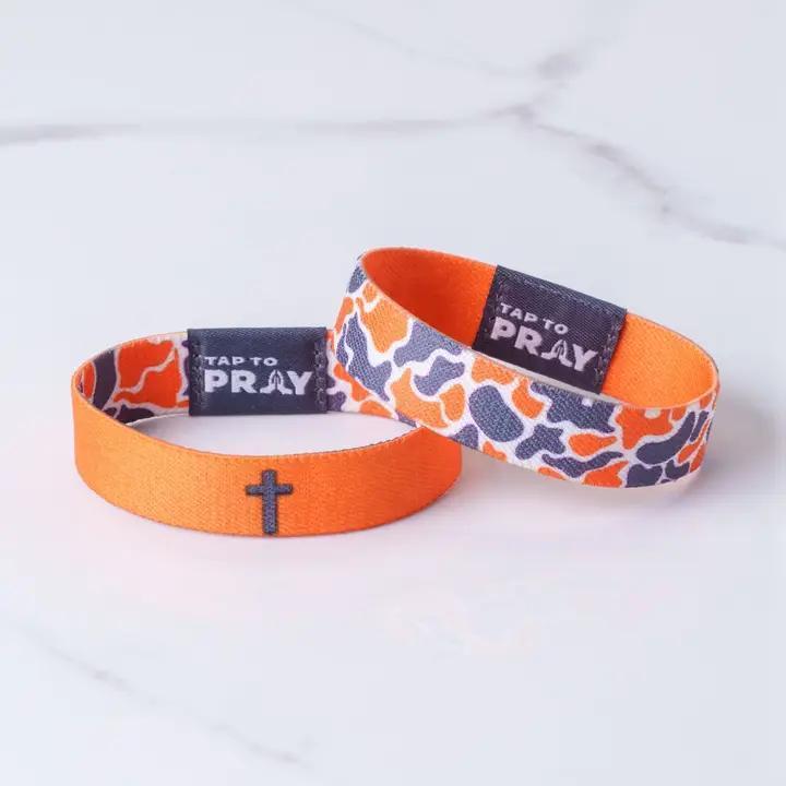 Tap To Pray® Wristband – Team Camo - Orange & Grey